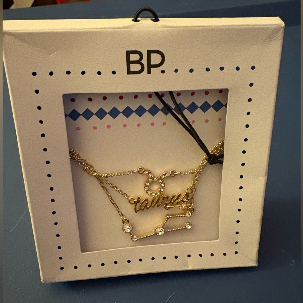 Nordstrom Gold-Tone Layered Zodiac Necklace - Taurus Script & Constellation